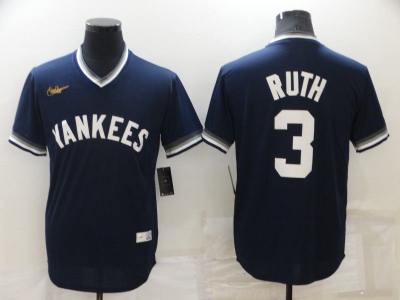 Men New York Yankees #3 Ruth Blue Throwback Game 2022 Nike MLB Jersey->new york yankees->MLB Jersey